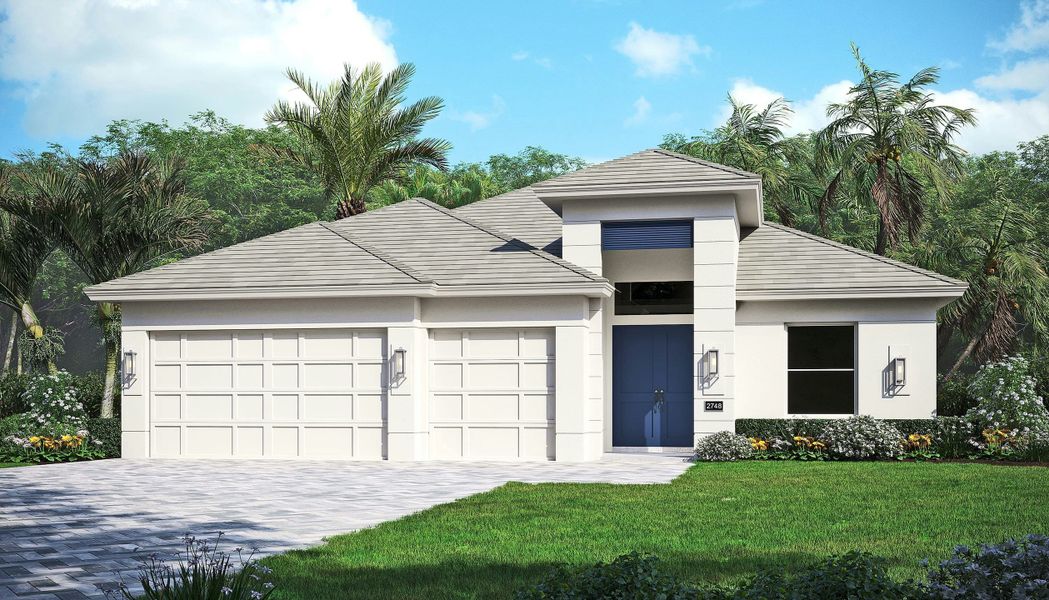Representative exterior photo of a completed home built from the Mariposa by GHO Homes in Belterra, Port St. Lucie, FL (Image 21).