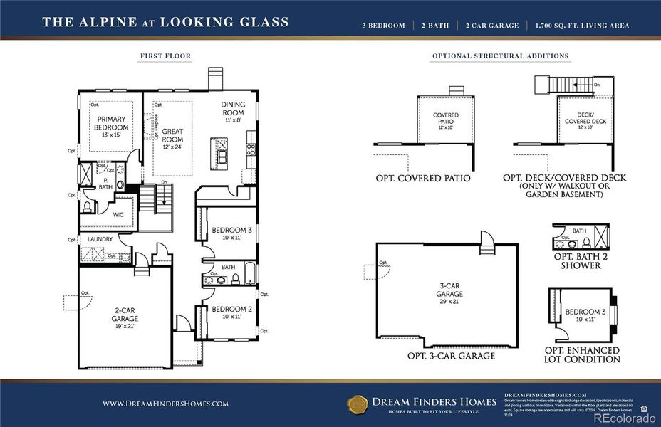 2D floor plan layout of this home in The Reserve at Looking Glass, Parker, CO (Image 4).