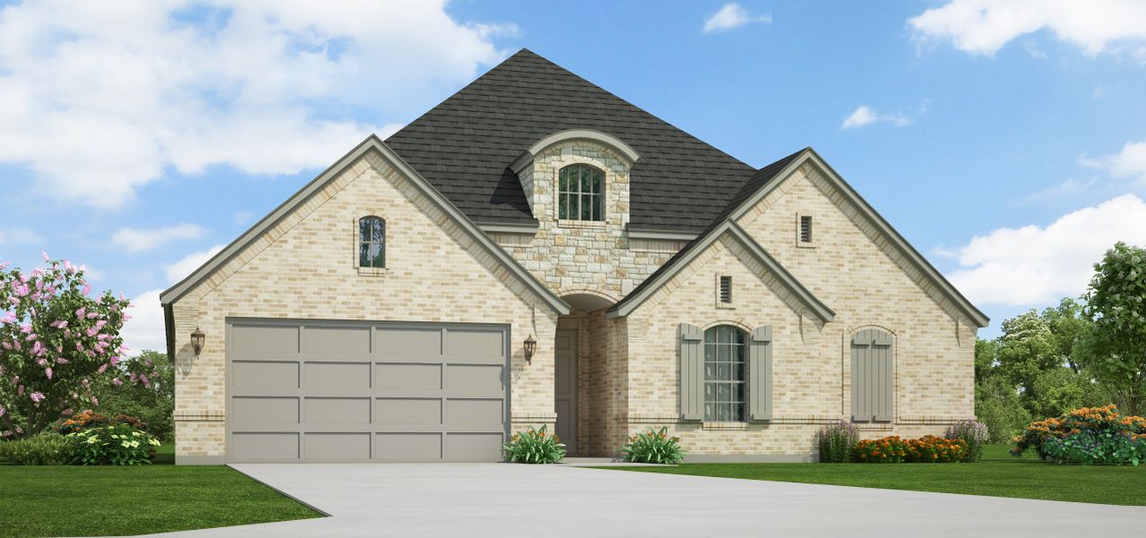 Representative exterior photo of a completed home built from the Meridian by Our Country Homes in Lakes of River Trails, Richland Hills, TX (Image 1).