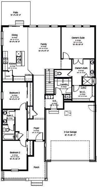 2D floor plan layout for the Bluebell by View Homes in Country Club Reserve – Fort Collins, Fort Collins, CO (Image 3).