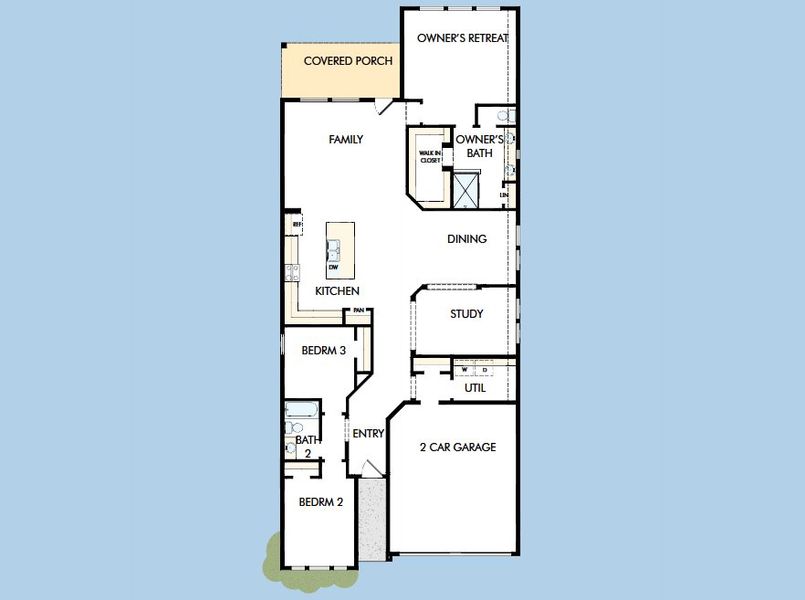 2D floor plan layout for the The Gardenia by David Weekley Homes in Austin Point, Richmond, TX (Image 3).