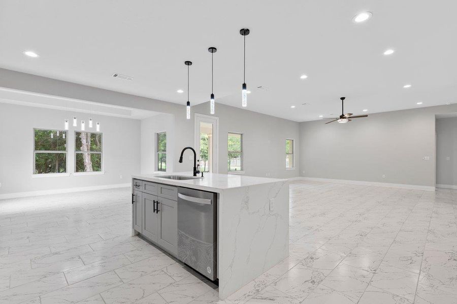 Overlooking the living room.