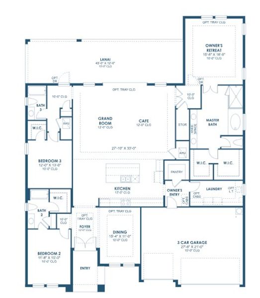 2D floor plan layout for the Cedar Key I by Homes by WestBay in Pasadena Ridge, Pasadena Hills, FL (Image 3).