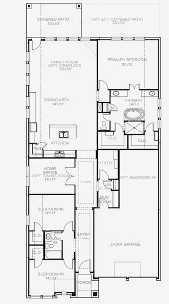 2D floor plan layout for the 2251W by Perry Homes in Two Step Farm 50', Montgomery, TX (Image 3). 2D floor plan layout for the 2251W by Perry Homes in Two Step Farm 50', Montgomery, TX (Image 3).