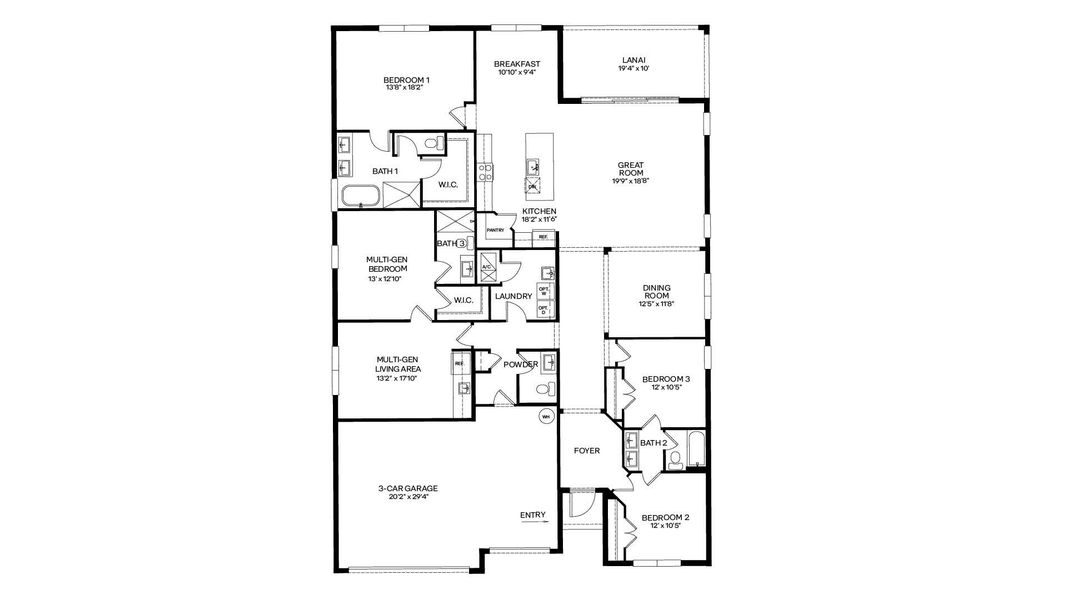 2D floor plan layout for the Camden by D.R. Horton in Aspen Estates, Homestead, FL (Image 3). 2D floor plan layout for the Camden by D.R. Horton in Aspen Estates, Homestead, FL (Image 3).