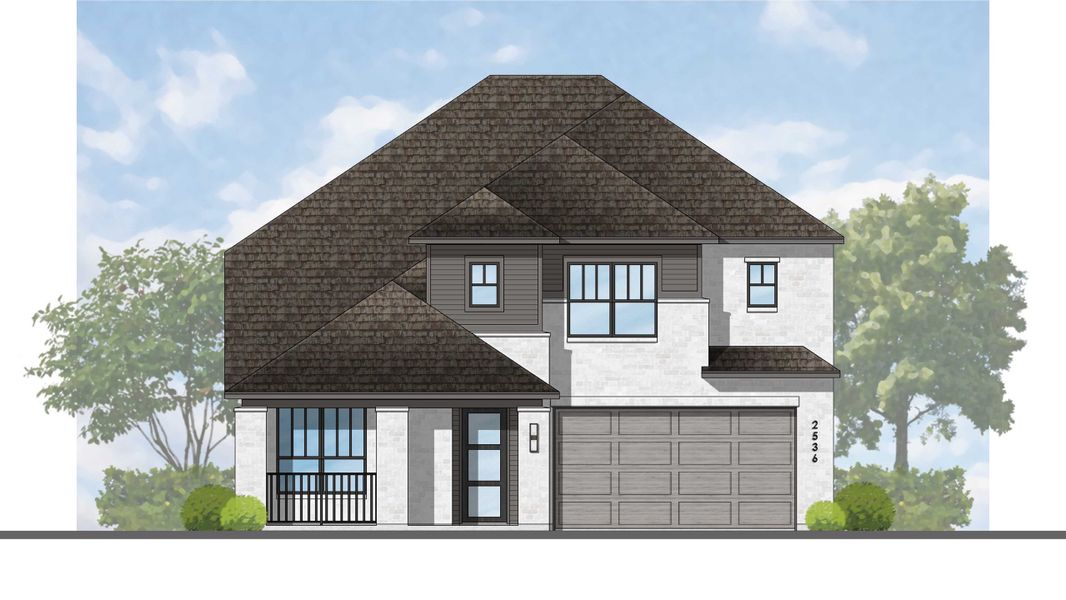 Representative rendering of the exterior for the Bernini Plan by Highland Homes (Image 3).
