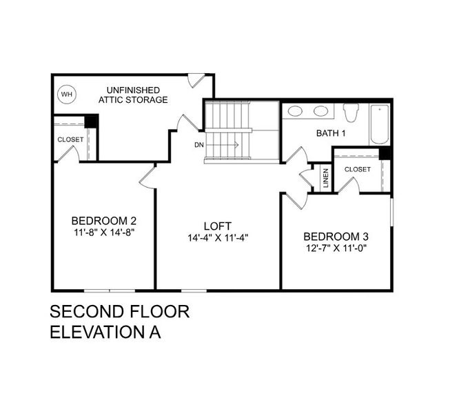 2D floor plan layout for the Anderson by Ryan Homes in Grande Dunes North Village Estates, Myrtle Beach, SC (Image 2).