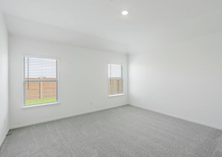 Master bedroom with two windows and ceiling fan light fixture Master bedroom with two windows and ceiling fan light fixture