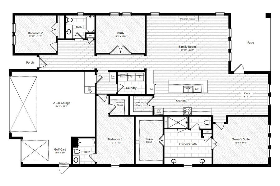 2D floor plan layout for the Verbena by Caldwell Homes in Chambers Creek, Willis, TX (Image 3). 2D floor plan layout for the Verbena by Caldwell Homes in Chambers Creek, Willis, TX (Image 3).