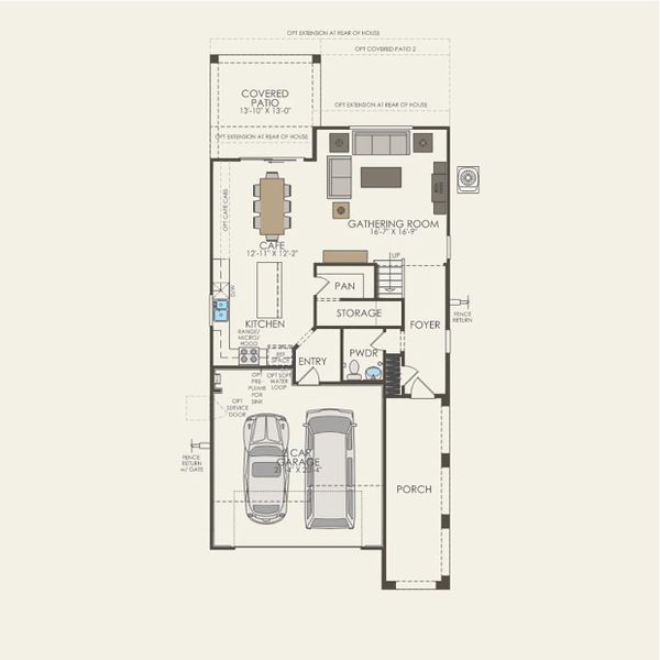 2D floor plan layout for the Camelia by Pulte Homes in Allen Ranches, Litchfield Park, AZ (Image 4).