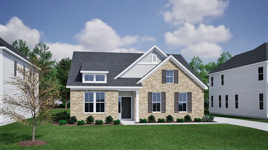 Representative exterior photo of a completed home built from the Cary - Vanguard Collection by Mungo Homes in Cottages at Lake Emory, Inman, SC (Image 30).