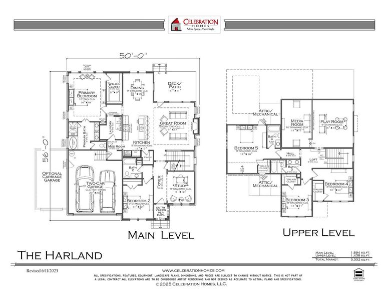 2D floor plan layout for the Harland by Celebration Homes in Annecy, Nolensville, TN (Image 5).