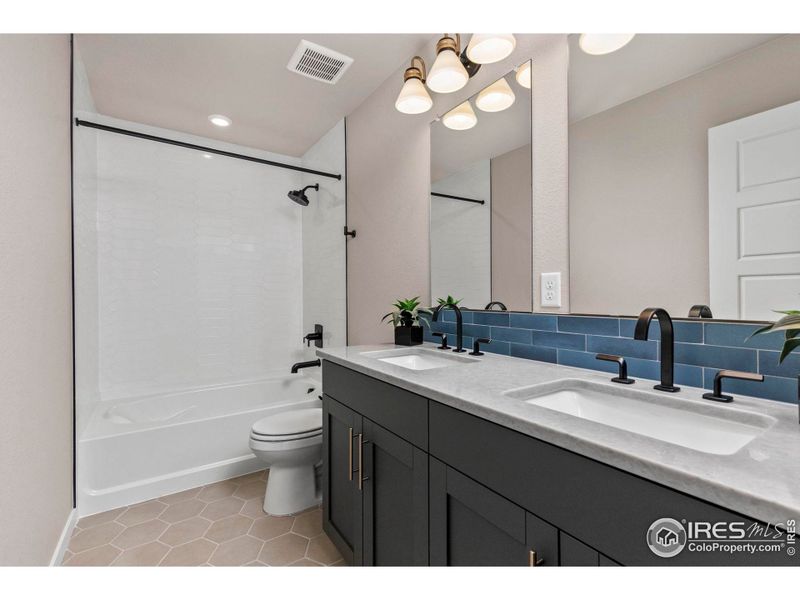 Upper Bathroom with Double Sinks