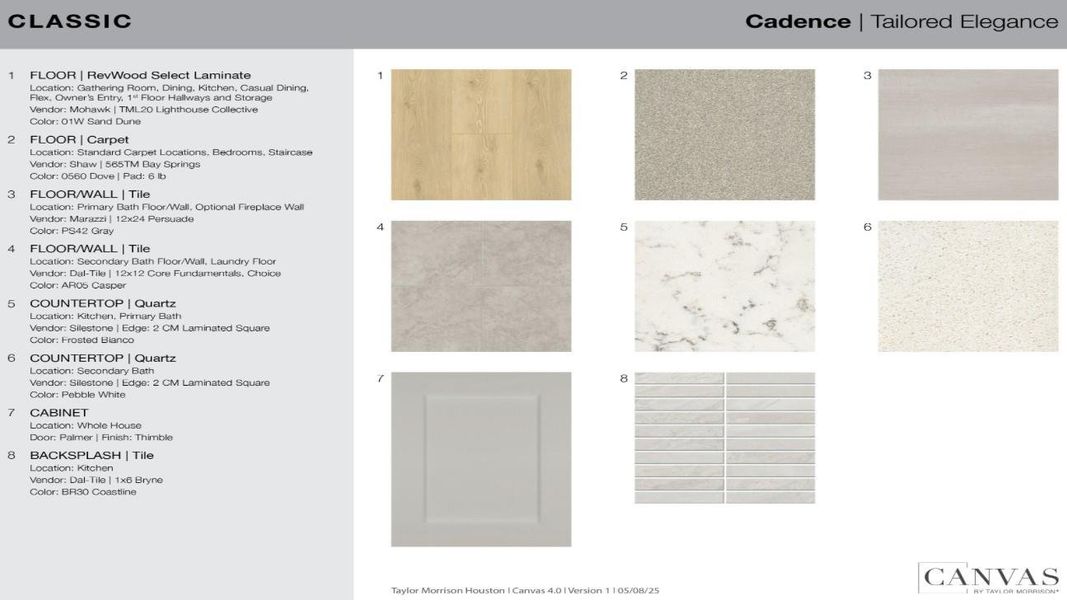 Design Selections. Home is under construction, selections subject to change.