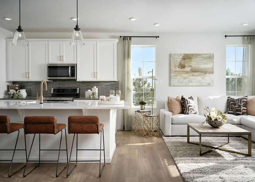 Representative furnished interior of a home built from the B by Tri Pointe Homes in Candelas Townhomes, Arvada (Image 7).