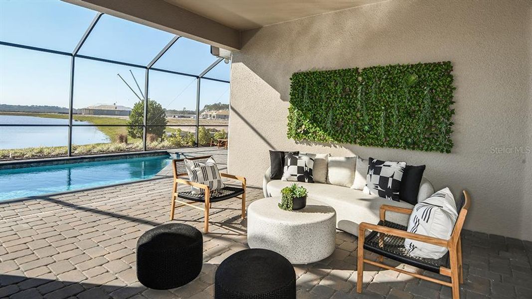 Exterior details and patio area of a home in Esplanade at Center Lake Ranch, St. Cloud (Image 27).