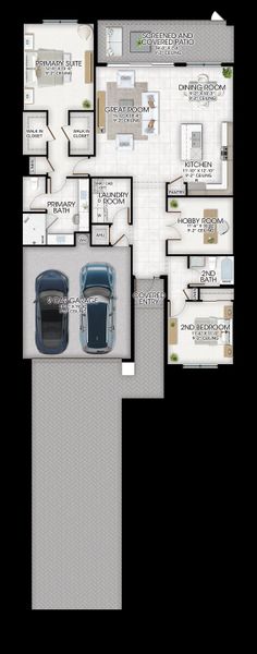 2D floor plan layout for the Sabal II by GL Homes in Valencia Vista at Riverland, Port St. Lucie, FL (Image 4).