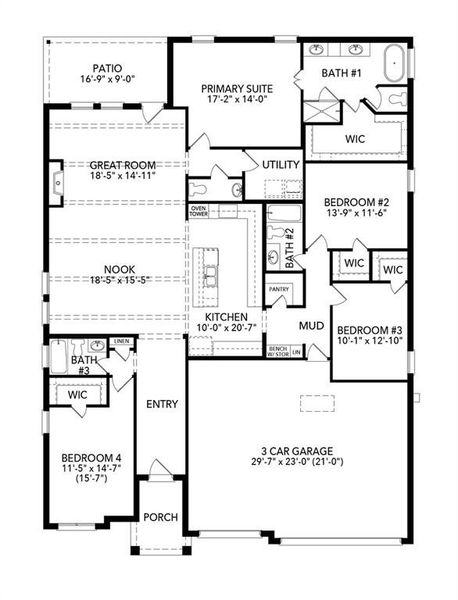 2D floor plan layout of this home in Timberbrook, Justin, TX (Image 2). 2D floor plan layout of this home in Timberbrook, Justin, TX (Image 2).