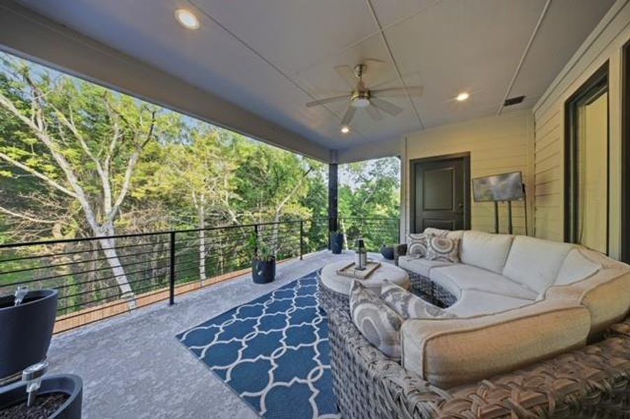Expansive second level covered patio