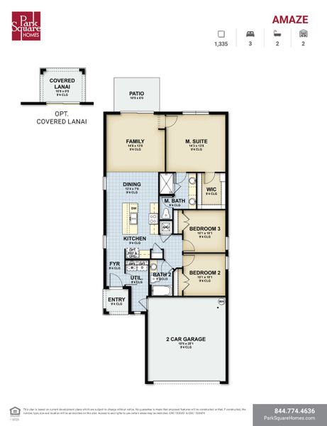 2D floor plan layout for the Amaze by Park Square Residential in Highfield at Twisted Oaks, Wildwood, FL (Image 3).