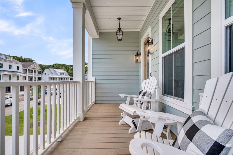 Exterior details and patio area of a home in Overlook at Copahee Sound, Awendaw (Image 28).