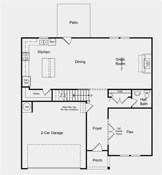 2D floor plan layout of this home in Heritage River, Euharlee, GA (Image 3).