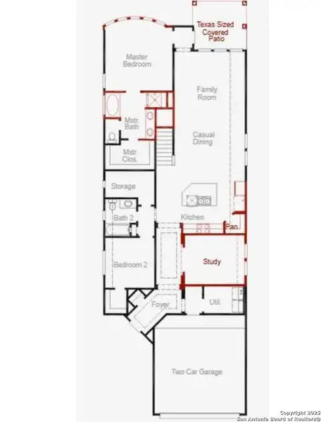 2D floor plan layout of this home in Veramendi, New Braunfels, TX (Image 2).