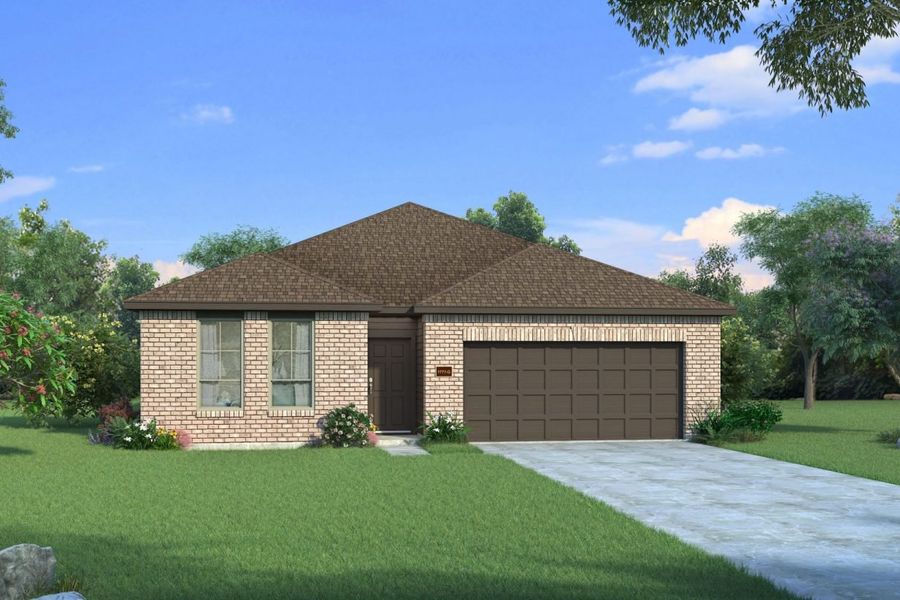 Representative exterior photo of a completed home built from the Basswood II Mustang Meadows 50s by Brohn Homes in Mustang Meadows, Waller, TX (Image 12).