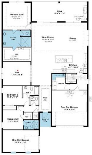 2D floor plan layout of this home in Cresswind at Lake Harris, Tavares, FL (Image 1).