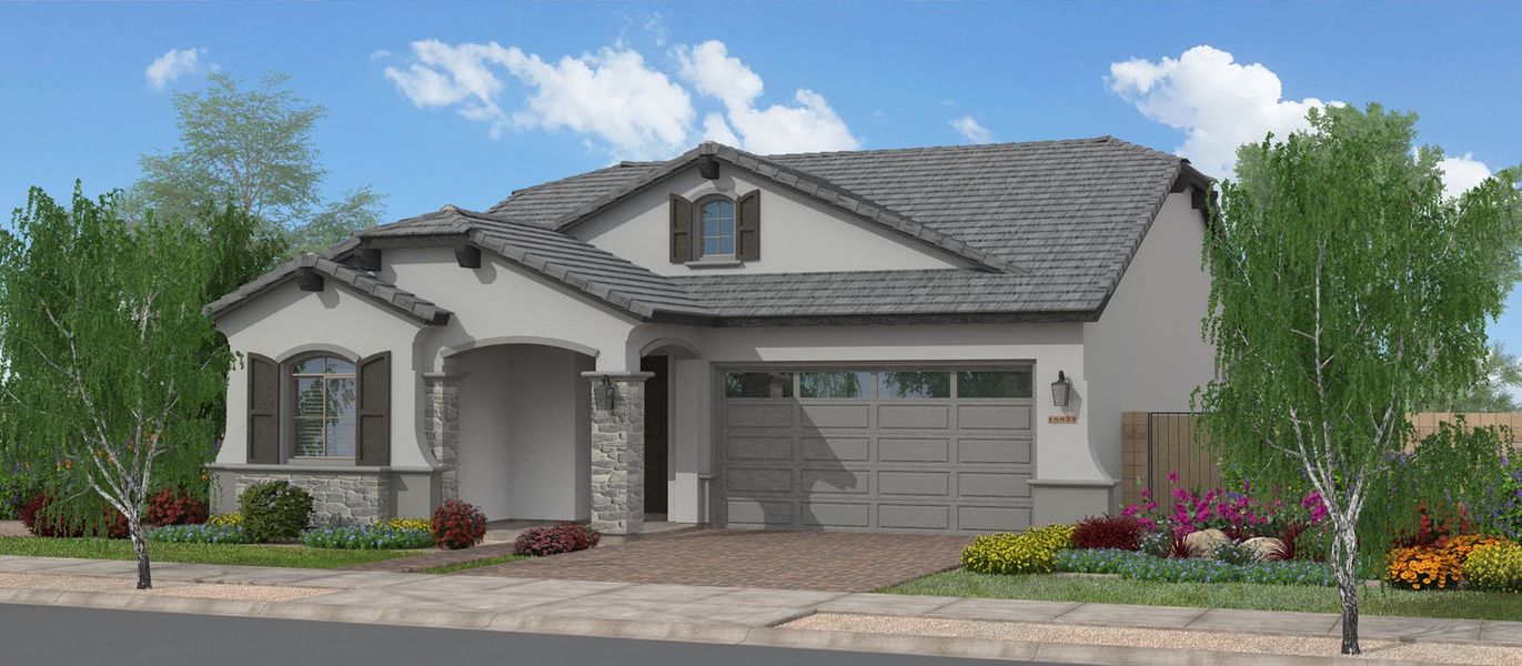Representative exterior photo of a completed home built from the San Joaquin by Fulton Homes in Sierra Nevada, Surprise, AZ (Image 4).