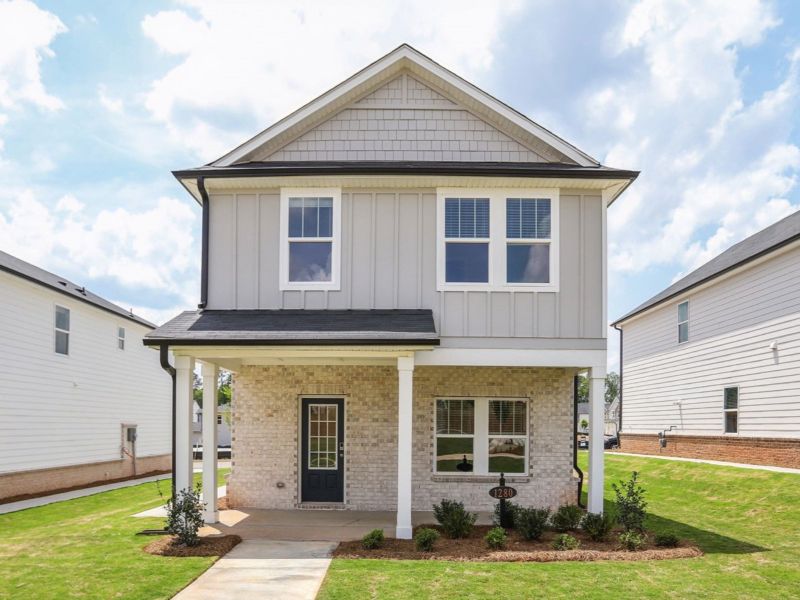 Representative exterior photo of a completed home built from the Thompson by Meritage Homes in Martin Springs - Cottage Series, Lawrenceville, GA (Image 1). Representative exterior photo of a completed home built from the Thompson by Meritage Homes in Martin Springs - Cottage Series, Lawrenceville, GA (Image 1).