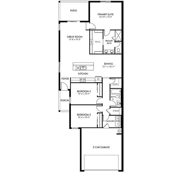 2D floor plan layout of this home in Ridgehaven - Villas, Ormond Beach, FL (Image 1).