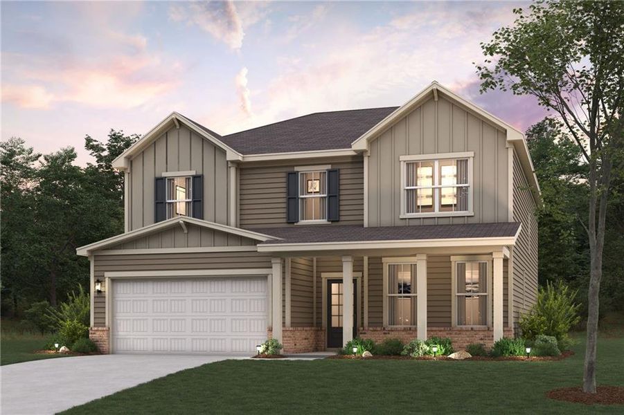 Front exterior of a new home in Parkview Estates, South Fulton, GA, highlighting curb appeal (Image 2).