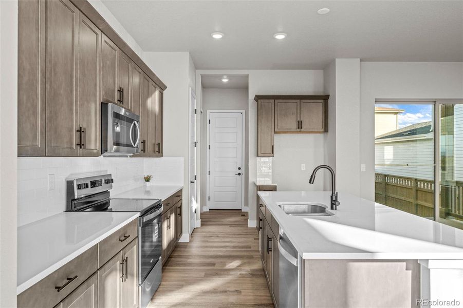 Furnished interior view inside a new home in Painted Prairie, Aurora (Image 12). Furnished interior view inside a new home in Painted Prairie, Aurora (Image 12).