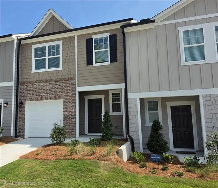 Front exterior of a new home in Kingston Cove, Auburn, GA, highlighting curb appeal (Image 12). Front exterior of a new home in Kingston Cove, Auburn, GA, highlighting curb appeal (Image 12).