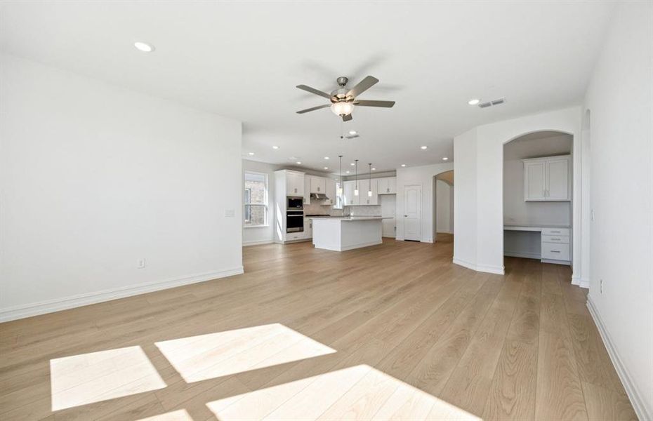 View of kitchen from gathering room