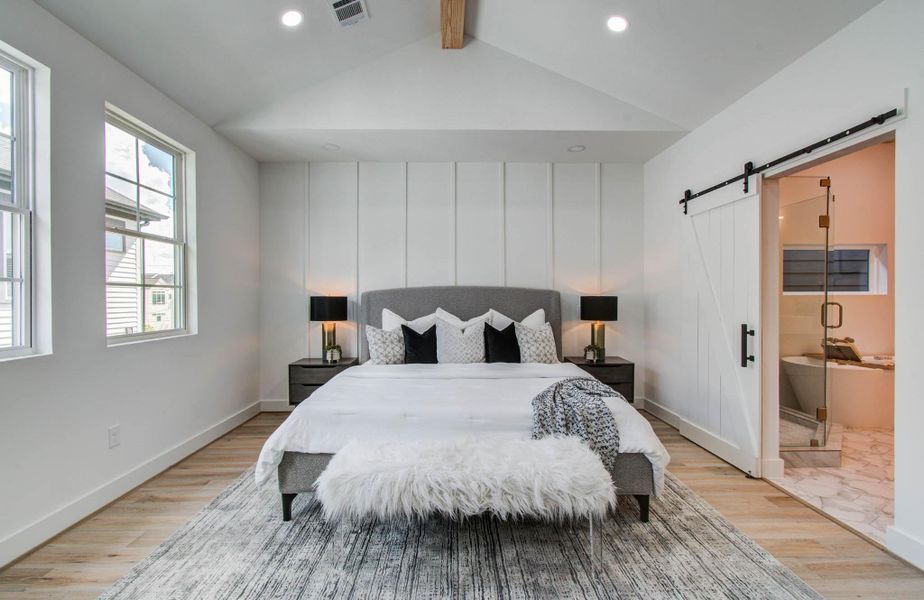 Accent wall may be customized by buyer and painted by builder. Individual bedside lights for reading. So many details throughout the home.