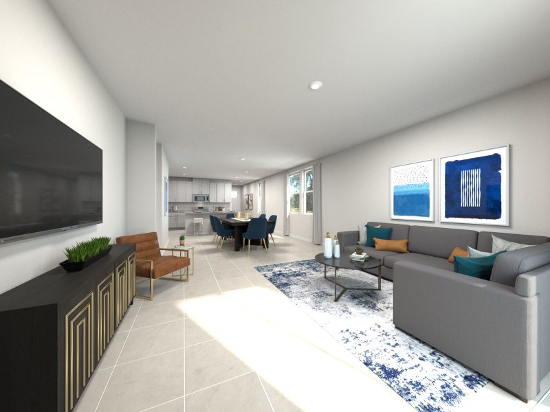 Furnished interior view inside a new home in Two Rivers - Premier Series, Zephyrhills (Image 5). Furnished interior view inside a new home in Two Rivers - Premier Series, Zephyrhills (Image 5).