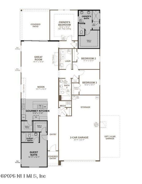 2D floor plan layout of this home in Elm Ridge, St. Augustine, FL (Image 4).