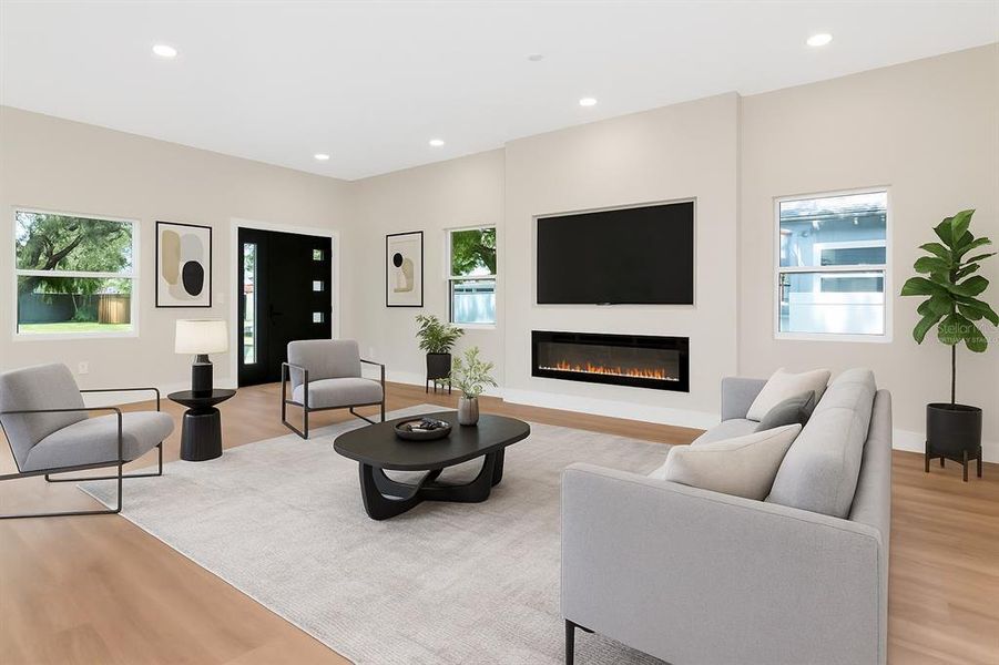 Virtually staged living room.