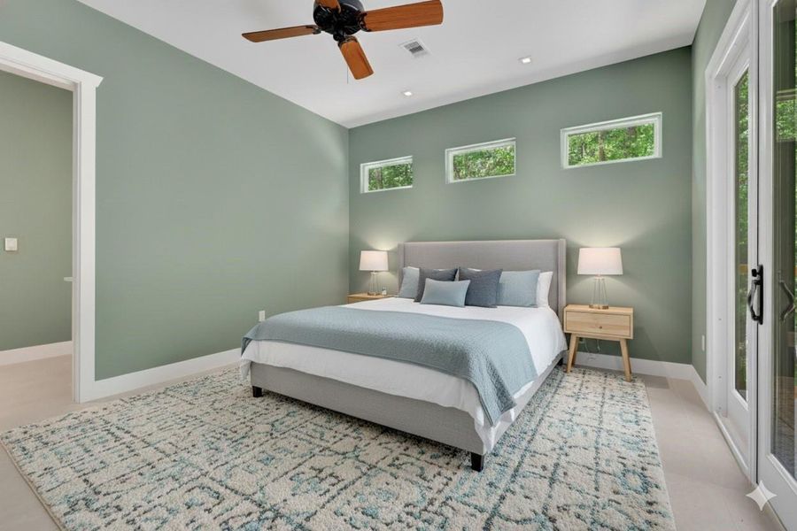 Virtually staged - the primary suite is on one side of the home creating separation and quiet from the guest rooms