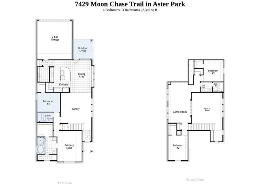 2D floor plan layout of this home in Aster Park, McKinney, TX (Image 4). 2D floor plan layout of this home in Aster Park, McKinney, TX (Image 4).