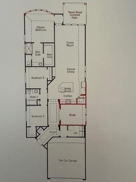 2D floor plan layout of this home in Grand Central Park, Conroe, TX (Image 5).