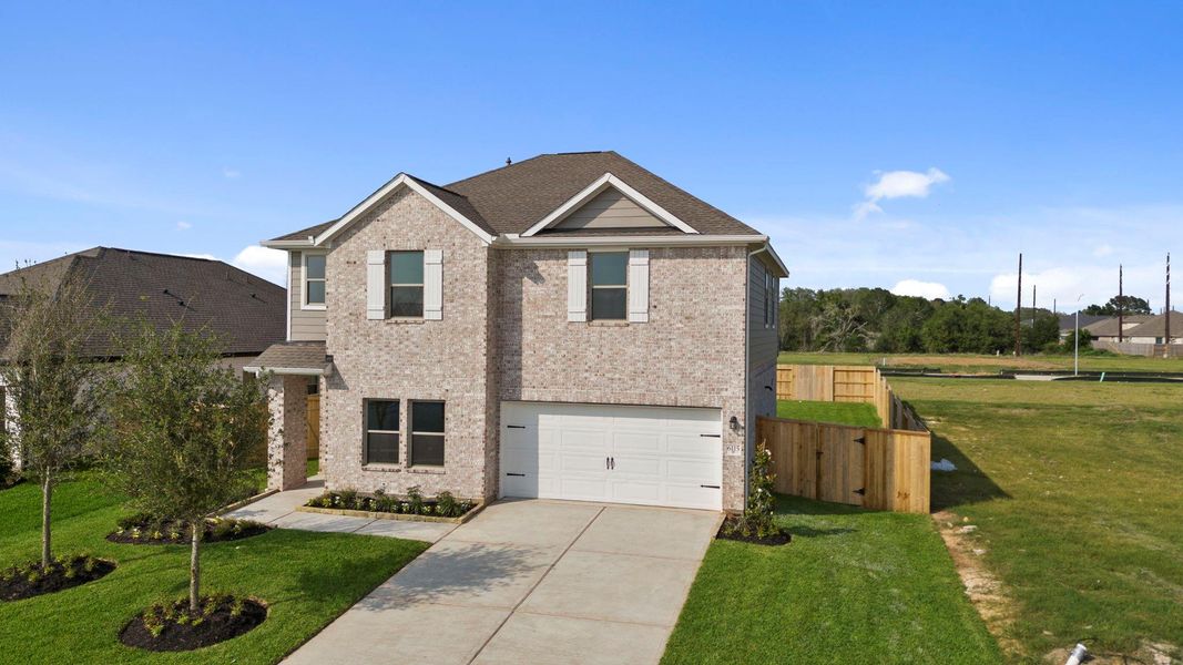 Front exterior of a new home in Arabella on the Prairie, Richmond, TX, highlighting curb appeal (Image 16).