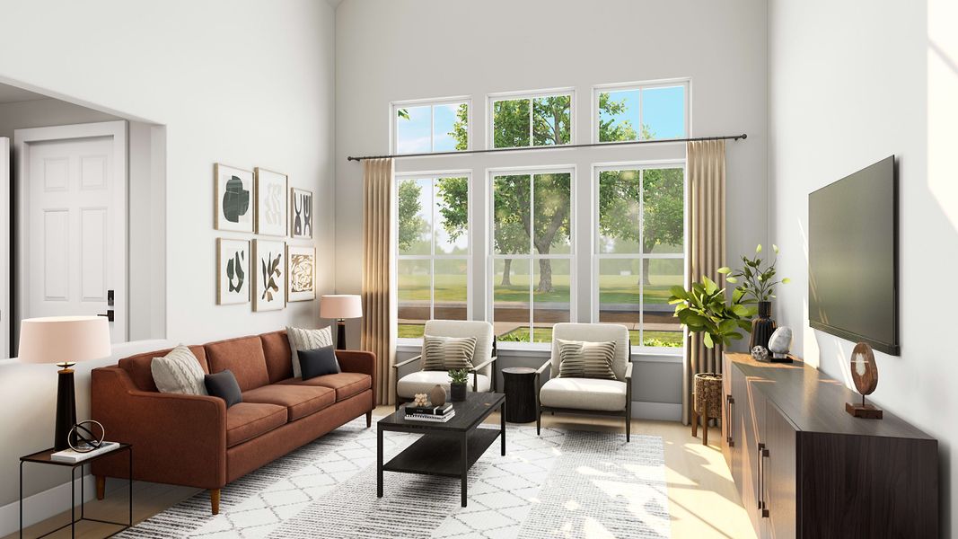 Representative furnished interior of a home built from the Independent by Tri Pointe Homes in Paley Park at Easton Park, Austin (Image 8). Representative furnished interior of a home built from the Independent by Tri Pointe Homes in Paley Park at Easton Park, Austin (Image 8).