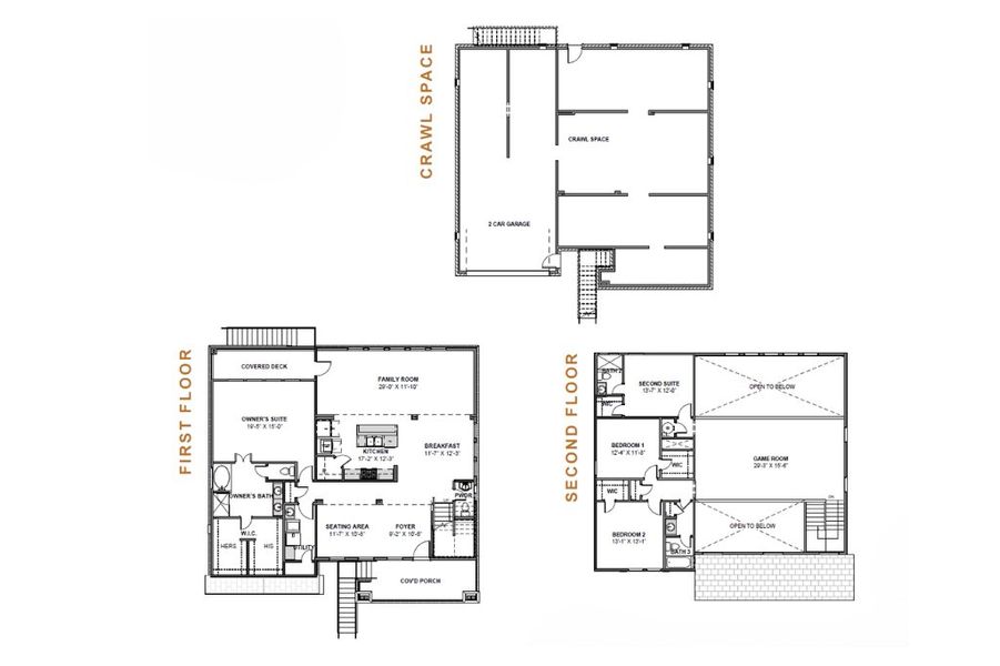 2D floor plan layout for the Aspen by Saratoga Homes in Townsen Landing, Humble, TX (Image 2).