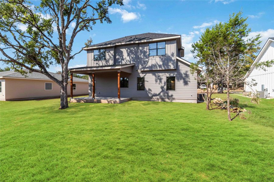 Back of structure with green grass added