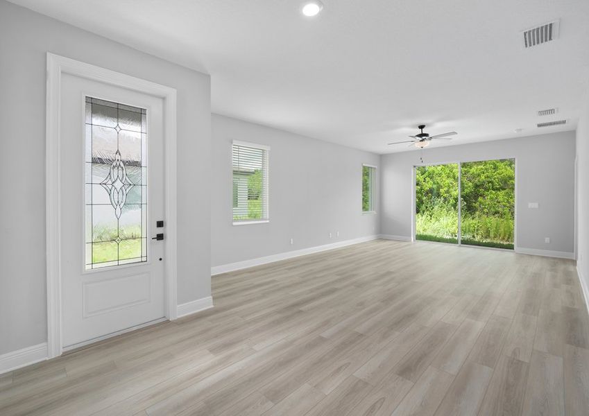 Spacious family room and adjoining dining room
