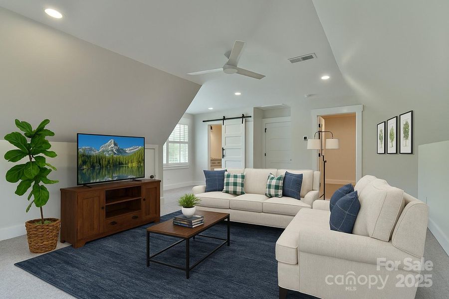 Bonus Room with endless possibilities.   A 4th bedroom, game room, sewing room. man cave, you name it. Virtually staged.