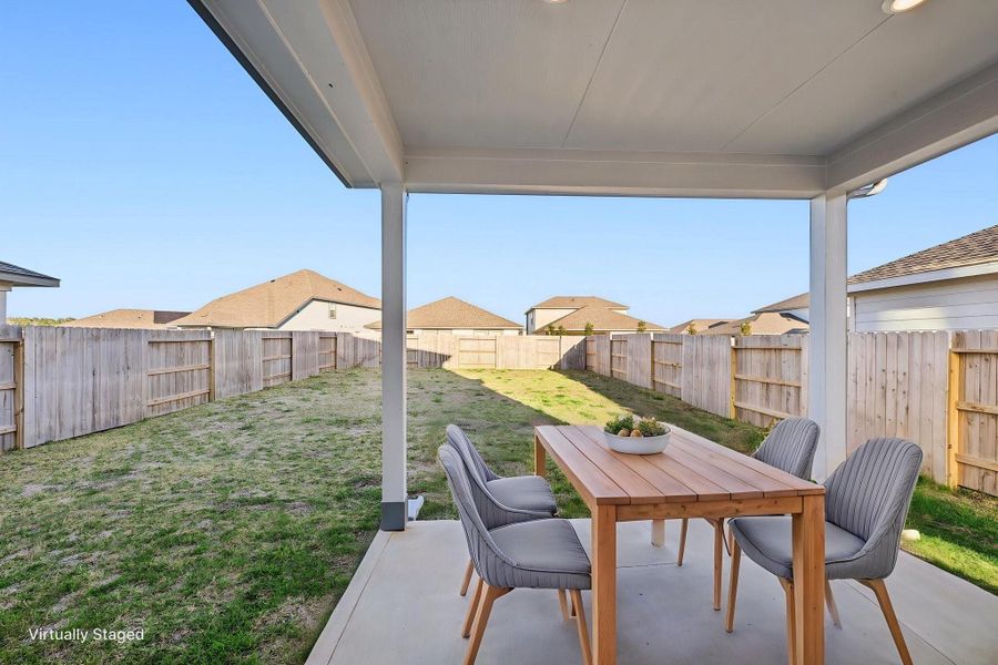 Exterior details and patio area of a home in Landing Meadows - Traditional Series, New Caney (Image 4). Exterior details and patio area of a home in Landing Meadows - Traditional Series, New Caney (Image 4).
